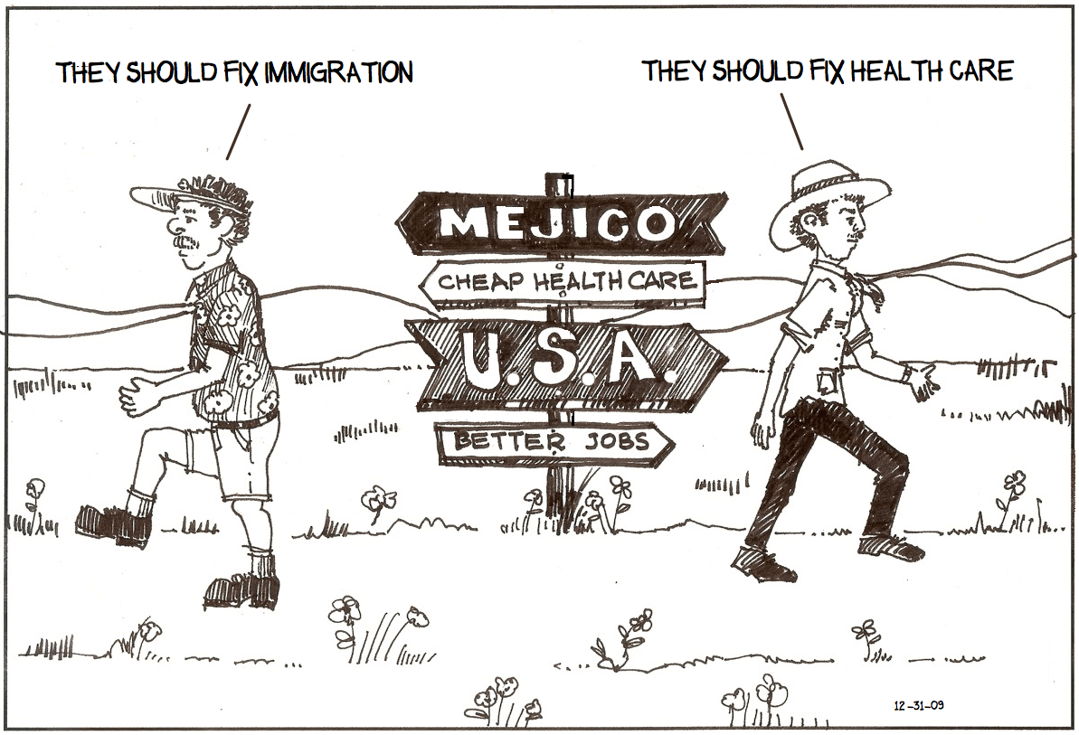 cartoon about mexican man and american man